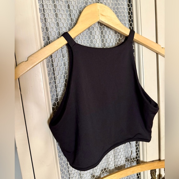 Athleisure 2 Pieces Halter Crop Top Bodycon Shorts Set Black Women’s Size Small - Picture 3 of 5